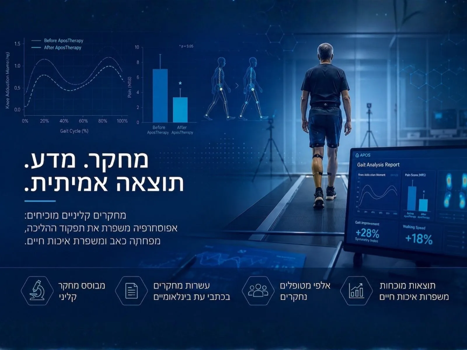 ניתוח הליכה ממוחשב במעבדת ההליכה - מיפוי תנועה, לחץ כף רגל וסימטריית עומסים